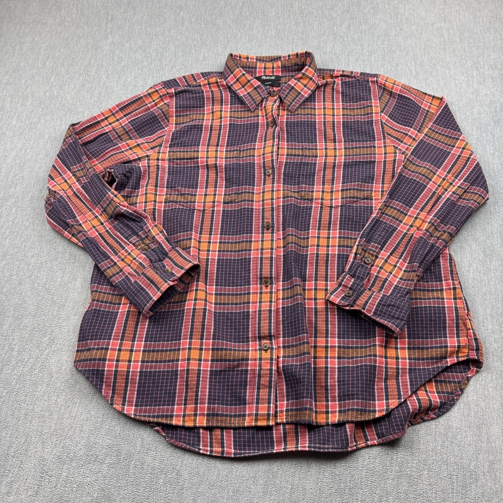 Madewell Shirt Women 2X Multi Classic Ex-Boyfriend Flannel Plaid Long Sleeve Top